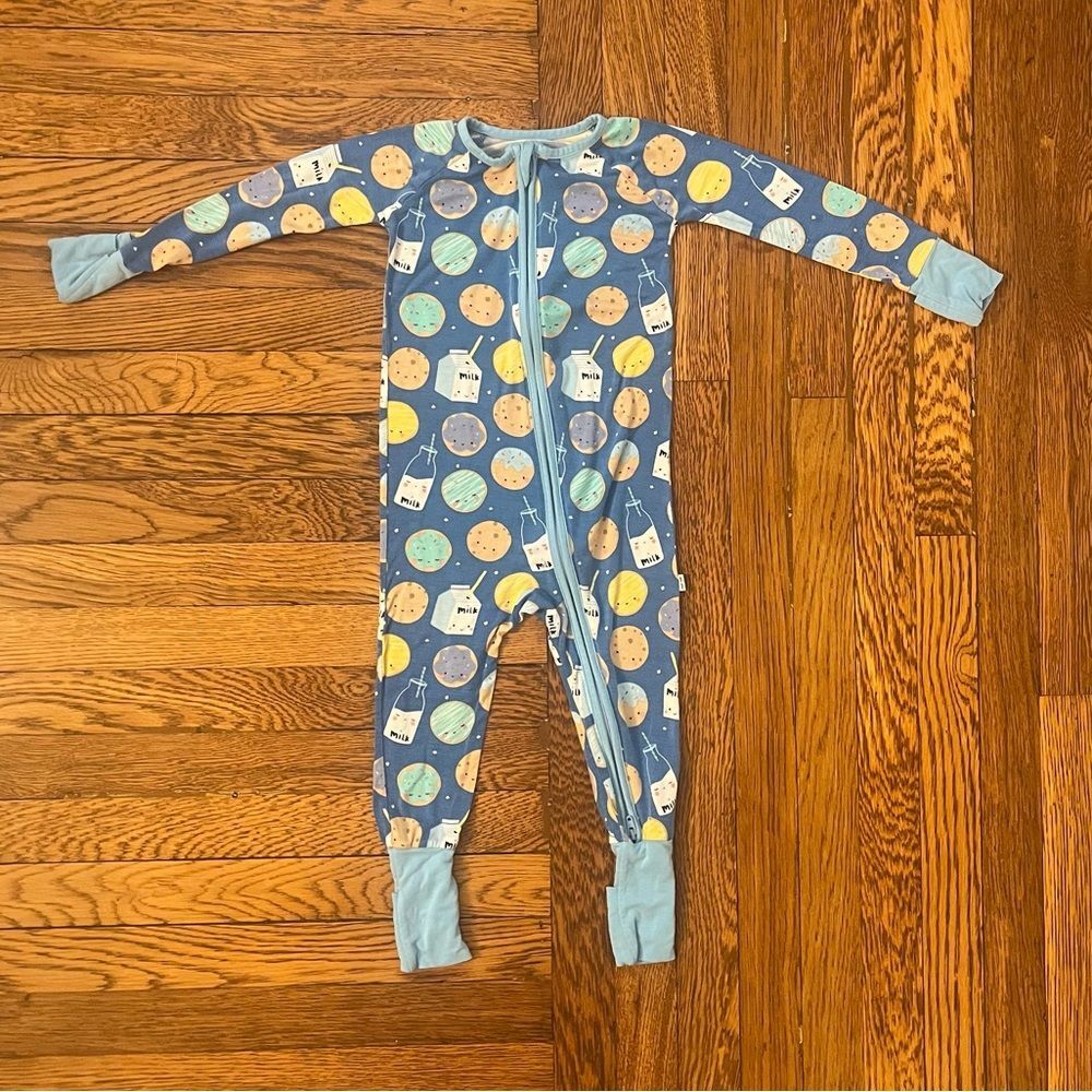 Little Sleepies Blue Milk and Cookies Footie | 12-18 months
